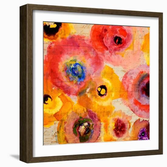 Red Musical Floral-Lanie Loreth-Framed Art Print