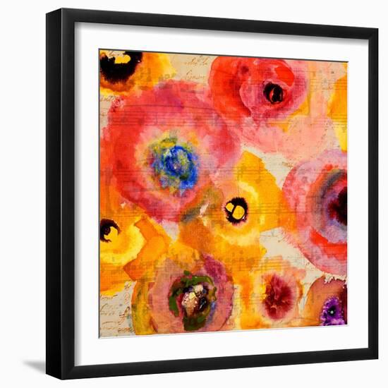 Red Musical Floral-Lanie Loreth-Framed Art Print