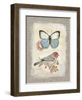 Red Natural Life, Butterfly and Little Bird-Chad Barrett-Framed Art Print