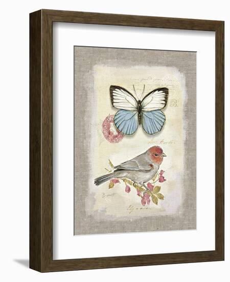 Red Natural Life, Butterfly and Little Bird-Chad Barrett-Framed Art Print