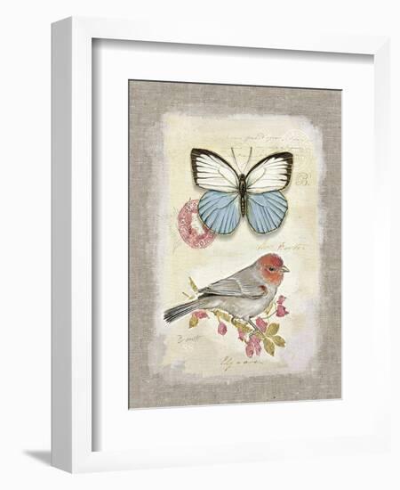 Red Natural Life, Butterfly and Little Bird-Chad Barrett-Framed Art Print