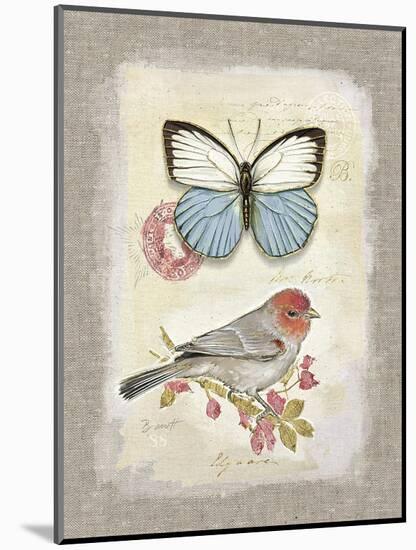 Red Natural Life, Butterfly and Little Bird-Chad Barrett-Mounted Art Print