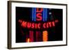 Red Neon Sign Nashville Crossroads, "Music City", Lower Broadway Area, Nashville, Tennessee, USA-null-Framed Photographic Print