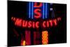 Red Neon Sign Nashville Crossroads, "Music City", Lower Broadway Area, Nashville, Tennessee, USA-null-Mounted Photographic Print