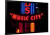 Red Neon Sign Nashville Crossroads, "Music City", Lower Broadway Area, Nashville, Tennessee, USA-null-Framed Photographic Print