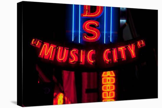 Red Neon Sign Nashville Crossroads, "Music City", Lower Broadway Area, Nashville, Tennessee, USA-null-Stretched Canvas