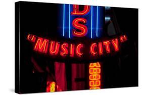 Red Neon Sign Nashville Crossroads, "Music City", Lower Broadway Area, Nashville, Tennessee, USA-null-Stretched Canvas