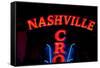 Red Neon Sign Nashville Crossroads, "Music City", Lower Broadway Area, Nashville, Tennessee, USA-null-Framed Stretched Canvas