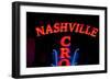 Red Neon Sign Nashville Crossroads, "Music City", Lower Broadway Area, Nashville, Tennessee, USA-null-Framed Photographic Print