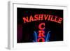 Red Neon Sign Nashville Crossroads, "Music City", Lower Broadway Area, Nashville, Tennessee, USA-null-Framed Photographic Print