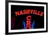 Red Neon Sign Nashville Crossroads, "Music City", Lower Broadway Area, Nashville, Tennessee, USA-null-Framed Photographic Print