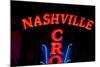 Red Neon Sign Nashville Crossroads, "Music City", Lower Broadway Area, Nashville, Tennessee, USA-null-Mounted Photographic Print