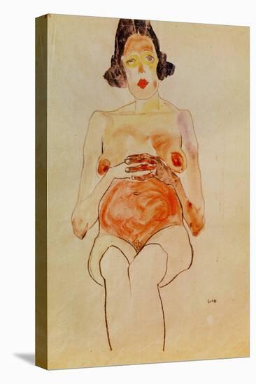 Red Nude, Pregnant, 1910-Egon Schiele-Stretched Canvas