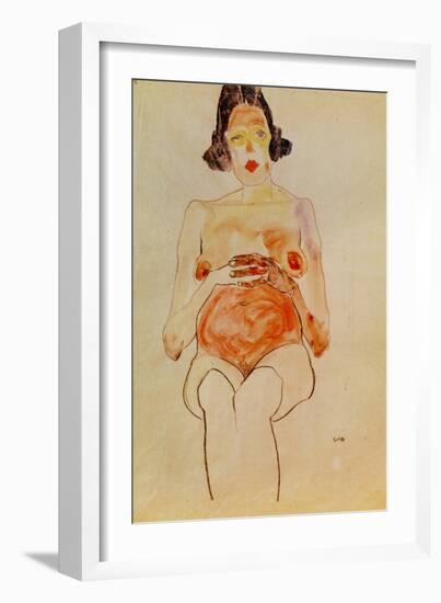 Red Nude, Pregnant, 1910-Egon Schiele-Framed Giclee Print