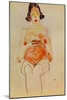Red Nude, Pregnant, 1910-Egon Schiele-Mounted Giclee Print
