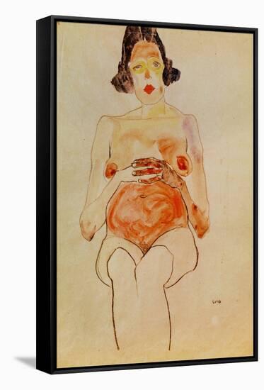 Red Nude, Pregnant, 1910-Egon Schiele-Framed Stretched Canvas