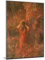 Red Nymph (Girl in a Wood Wears Flower Crown)-Plinio Nomellini-Mounted Art Print
