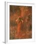 Red Nymph (Girl in a Wood Wears Flower Crown)-Plinio Nomellini-Framed Art Print