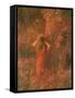 Red Nymph (Girl in a Wood Wears Flower Crown)-Plinio Nomellini-Framed Stretched Canvas