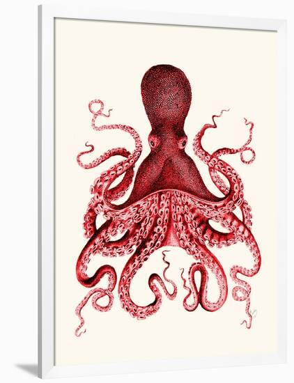 Red Octopus 3-Fab Funky-Framed Art Print