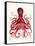 Red Octopus 3-Fab Funky-Framed Stretched Canvas