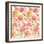 Red, Orange and Yellow Flowers Vector Pattern-art_of_sun-Framed Art Print