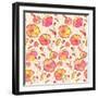 Red, Orange and Yellow Flowers Vector Pattern-art_of_sun-Framed Art Print