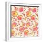 Red, Orange and Yellow Flowers Vector Pattern-art_of_sun-Framed Art Print