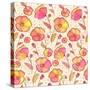 Red, Orange and Yellow Flowers Vector Pattern-art_of_sun-Stretched Canvas