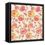 Red, Orange and Yellow Flowers Vector Pattern-art_of_sun-Framed Stretched Canvas