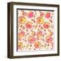 Red, Orange and Yellow Flowers Vector Pattern-art_of_sun-Framed Art Print