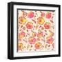 Red, Orange and Yellow Flowers Vector Pattern-art_of_sun-Framed Art Print