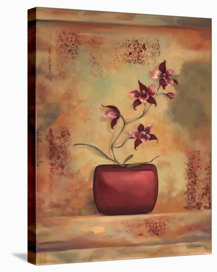 Red Orchid in Vase-Louise Montillio-Stretched Canvas
