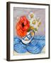 Red Oriental Poppy and Marguerites in a Honiton Jug, 2005-Joan Thewsey-Framed Giclee Print