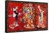 Red Oriental Trio-Haruyo Morita-Framed Stretched Canvas