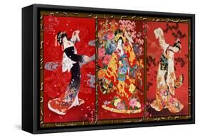 Red Oriental Trio-Haruyo Morita-Framed Stretched Canvas