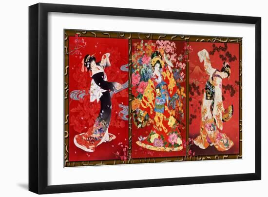 Red Oriental Trio-Haruyo Morita-Framed Art Print