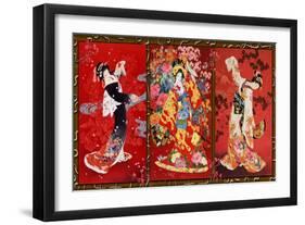 Red Oriental Trio-Haruyo Morita-Framed Art Print