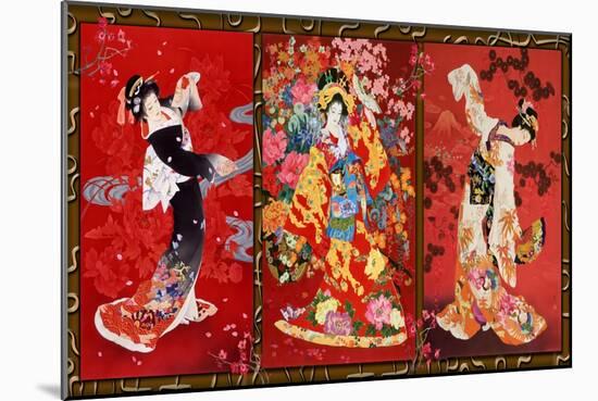 Red Oriental Trio-Haruyo Morita-Mounted Art Print