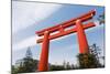 Red Otorii of Heian Jingu Shrine under the Blue Sky in Kyoto Japan.-elwynn-Mounted Photographic Print