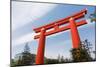 Red Otorii of Heian Jingu Shrine under the Blue Sky in Kyoto Japan.-elwynn-Mounted Photographic Print