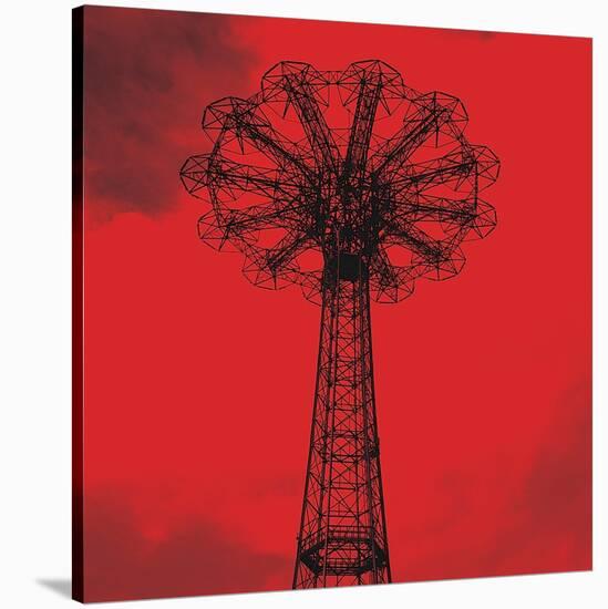 Red Parachute Jump-Erin Clark-Stretched Canvas
