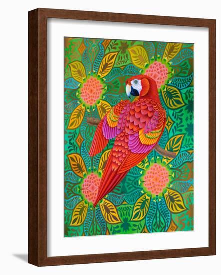 Red parrot, 2021, (oil on canvas)-Jane Tattersfield-Framed Giclee Print