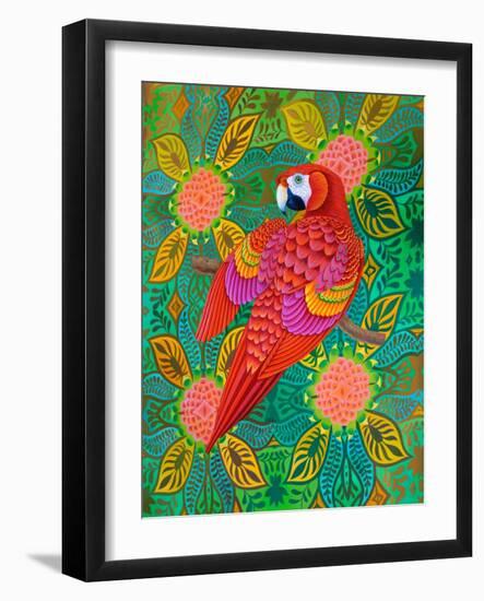 Red parrot, 2021, (oil on canvas)-Jane Tattersfield-Framed Giclee Print