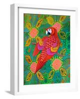 Red parrot, 2021, (oil on canvas)-Jane Tattersfield-Framed Giclee Print