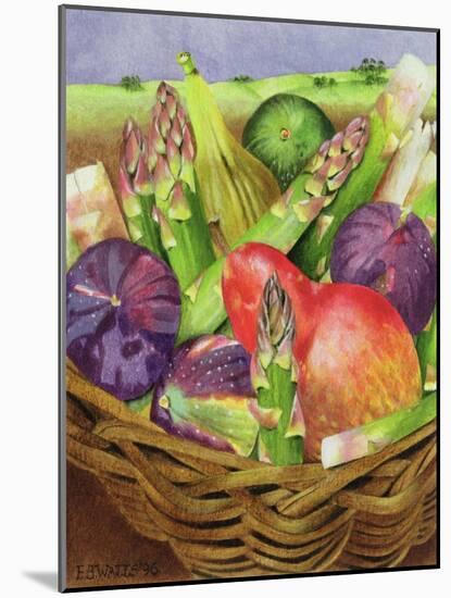 Red Pear with Figs and Asparagus, 1996-E.B. Watts-Mounted Giclee Print