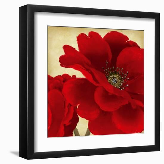 Red Peony I-Linda Wood-Framed Art Print