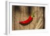 Red Pepper on Wooden Table, Yesemek, Gaziantep, Turkey-Ali Kabas-Framed Photographic Print