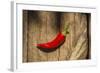 Red Pepper on Wooden Table, Yesemek, Gaziantep, Turkey-Ali Kabas-Framed Photographic Print