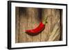 Red Pepper on Wooden Table, Yesemek, Gaziantep, Turkey-Ali Kabas-Framed Photographic Print